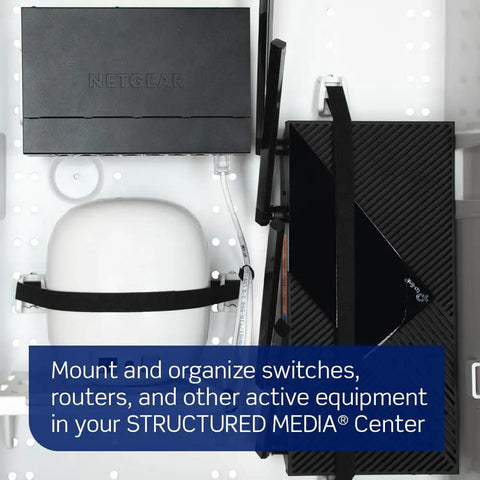 Mounted equipment inside 14 Inch Wireless Structured Media Center Enclosure White No-Fuss With WiFi Transparent Design.