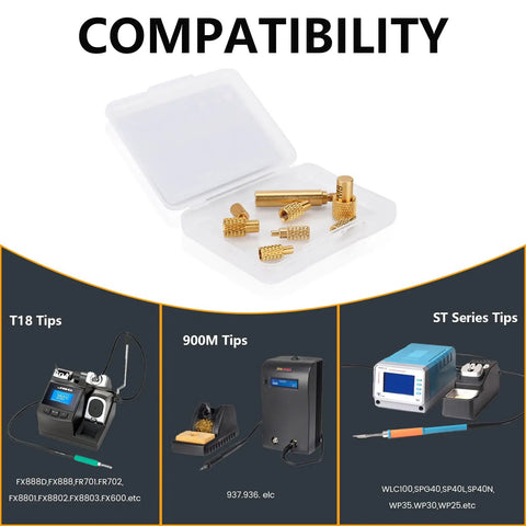 Pro Grade Heat Set Insert Tips For Threaded Inserts M2, M2.5, M3, M4, M5, M6, M8 And One Quarter Inch with compatibility chart
