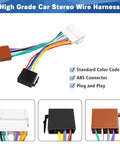 Stereo Wiring Harness Adapter Replacement For Hyundai Elantra Sonata Accent Tucson XG300 And Kia Rio Sedona 16 Pin Car Audio Connector Kit Easy Plug In Harness For Aftermarket Radio with color-coded wires and connectors