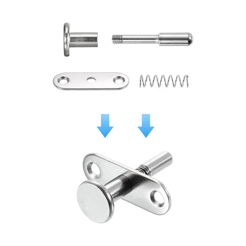 8-Pack Heavy Duty Steel Plunger Latches 45Mm Long Spring Activated Tuck Latch Rod For Toolboxes Cabinets No-Nonsense Durability Built Like A Tank Includes Mounting Screws with components displayed.