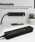 Mountable Power Strip With USB C And USB A Ports Surge Protector 10 In One Charging Hub 9.8 Foot Cord shown mounted on wall