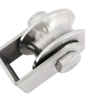 Stainless Steel U Type Groove Sliding Wheel Roller Track Rail Fixed Pulley With Bearing Heavy Duty Long Style Silver Tone For Industrial Doors Machinery And Sliding Systems, side view