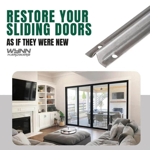 Stainless Steel Screw On Track Cover For Sliding Patio Glass Doors Replacement Hardware in living room view