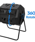 43 Gallon Dual Chamber Compost Tumbler With 360 Degree Rotating Bin For Easy Spin And Continuous Composting