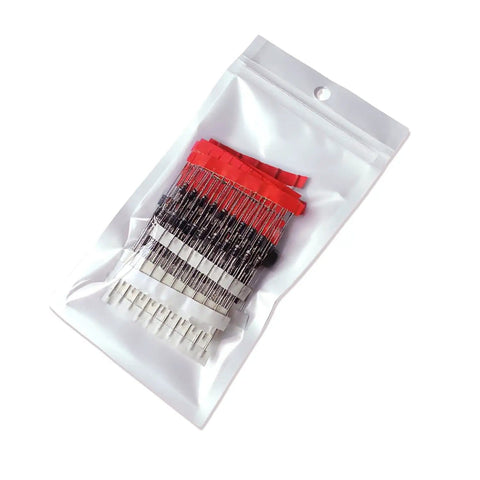 Bulk 600Pcs 1/4W 1% Metal Film Resistor Kit With 30 Values And 50Pcs Schottky Diode Kit in a clear sealed bag