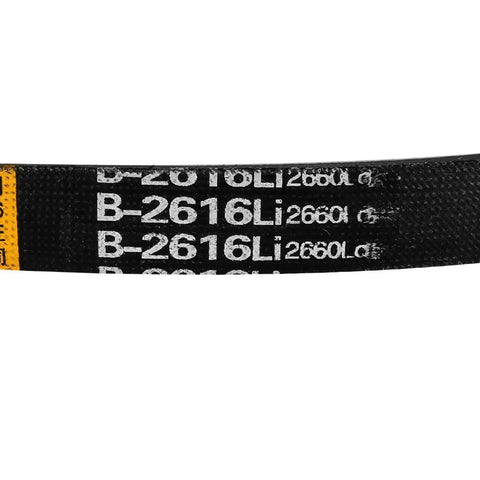 Close-up of Real Deal B2616 B103 Drive V Belt With 103 Inch Inner Length thick rubber material showing detailed markings.