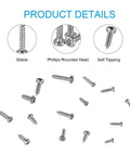 Slick Boss Grade 900 Piece Micro Screw Set featuring silver Phillips rounded head self tapping screws on display.