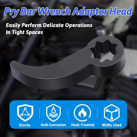 Crowbar Adapter Head Set For Tight Spaces With One Half Inch Eight Point Square Drive And Three Eighths Inch Square Drive