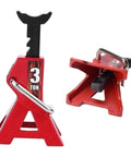 RC car jack stands set; four red metal 3-ton stands for 1/10 scale RC crawlers.