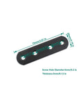 Heavy Duty Black Iron Flat Mending Plates For Wood, 4 Pack Sturdy Straight Brace Brackets with dimensions for DIY use.