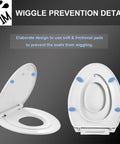 Top Tier Elongated Toilet Seat With Butter Smooth Slow Close Hinges And A Clever Magnetic Toddler Potty Trainer Anti Wiggle Mounts detail showing wiggle prevention pads.