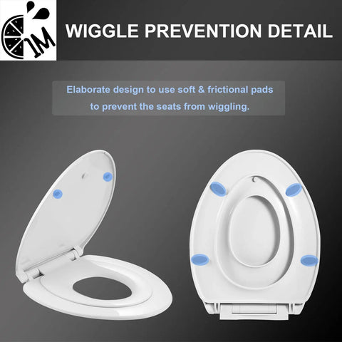 Top Tier Elongated Toilet Seat With Butter Smooth Slow Close Hinges And A Clever Magnetic Toddler Potty Trainer Anti Wiggle Mounts detail showing wiggle prevention pads.