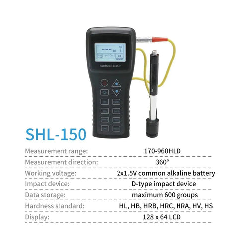 Portable Digital Hardness Tester Meter For Metal Materials Plug And Play Operation Heavy Duty Design With Built In Printer, SHL-150 model.