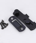 2pcs Stainless Steel Black Right Angle Door Hasp Latch for Gates with screws, solid and durable for security.