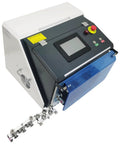 Jaryannix Automatic Wire Stripping And Bending Machine 110V for Electrical Projects with digital display and blue cover.