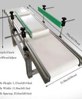 PVC Flat Belt Conveyor With Aluminum Frame Heavy Duty 59x11.8 Inch Industrial Transport Belt System 110V 120W, dimensions shown