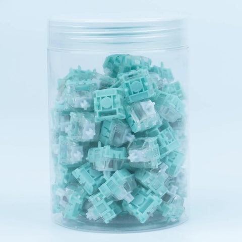 Container of Magnetic Jade Keyboard Switches, Linear Pre Travel, Freely Adjustable Travel, Light Blue Finish, 70 Count