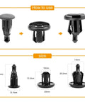 Clean Nylon Fender Clips And Bumper Retainer Kit For Honda And Acura Rides With 40 Pack Expansion Screws detailed sizes and usage guide
