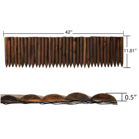 Wooden Garden Edging Border With Burnt Wood Finish Flexible No Dig Landscape Border for Flower Beds 11.8 Inch High 42 Inch Long