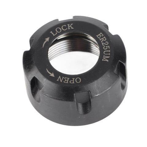 Rock Solid ER25 Dynamic Balancing Collet Nut Built Like A Tank With Heavy Duty Steel And A Tough Black Oxide Coating For Precision Lathe Chuck And Tool Setup, close-up view.