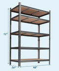Hella Sturdy Heavy Duty Metal Shelving Rack With Five Adjustable Tiers For Garage And Workshop Storage Rust Resistant Carbon Steel, 72x48x24 inches.