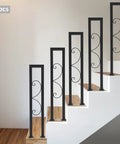 Rock Solid Heavy Duty U Shaped Stair Handrail For Steps Indoor Outdoor Decorative Metal Railing featuring a sleek design on wooden stairs.