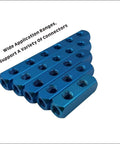 2 Pack One Quarter Inch 3 Way 6 Port Hose Inline Manifold Block Splitter For Pneumatic Air Systems, Aluminum Air Distribution Manifold, Durable Blue Inline Block With Multiple Outlets For Easy Air Distribution