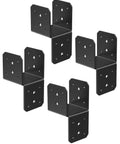 Beefy Four Pack Heavy Duty 4x4 Post Anchor and Joist Connector Brackets Without Screws, black 4 pcs for outdoor use