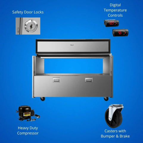 Rock Solid Double Sided Milk Cooler Built Tough For School Cafeterias Featuring Slick Sliding Doors And Premium Stainless Steel Construction with digital controls.