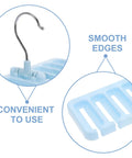 Sleek Belt And Tie Organizer Rack With Foldable Hooks Designed For Compact Closet Spaces Kick Your Wardrobe Into High Gear Keep Accessories Neatly Secured Easy Install Blue with smooth edges and a convenient hook.