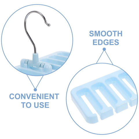 Sleek Belt And Tie Organizer Rack With Foldable Hooks Designed For Compact Closet Spaces Kick Your Wardrobe Into High Gear Keep Accessories Neatly Secured Easy Install Blue with smooth edges and a convenient hook.
