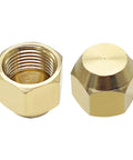 Brass Flare Plug Set For 3/8 Inch Tube OD SAE 45 Degree Fittings - 2 Pack Seal Plugs And Cap Kit, durable brass construction, close-up view