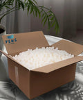 Hassle Free Biodegradable Corn Starch Packing Peanuts Bulk For Moving And Shipping in an open cardboard box.