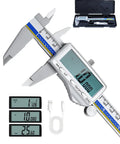 6 Inch Digital Caliper With USB C Charging Stainless Steel Measuring Tool, large LCD, USB cable, case view