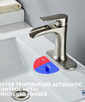 Brushed Nickel Waterfall Bathroom Faucet With Single Hole Design, Single Handle Sink Faucet With Pop Up Drain, Easy Install