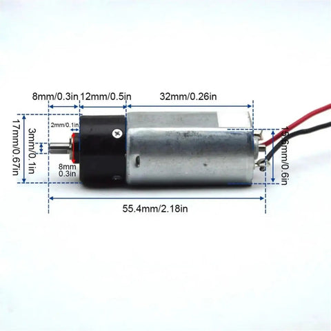 High Speed Micro Reduction Motor With Steady 3V And 1313 RPM Output For Robotics Projects And Automation Gearboxes dimensions and design.
