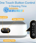 Portable Ultrasonic Jewelry Cleaner 22 Oz With 40W Power And 49kHz Vibration control panel showing timer options