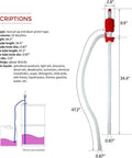 Hassle Free Plastic Drum Siphon Pump Works Like A Charm With Five Gallons Per Minute Flow Rate Dead Simple Gravity Operation Smooth Liquid Transfer For Standard Drums Quick Suction Hose And Universal Bung Adapter dimensions and specifications diagram