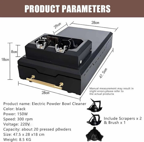 Auto Portafilter Cleaner Sweeping Up Spent Espresso Grounds With Zero Drama Using Durable Steel Knock Box And Nifty Brush Attachments For Slick Daily Cleaning At Your Home Or Commercial Bar, showing dimensions and features.