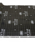 Heavy Duty 6 Mil Vapor Barrier Underlayment for Laminate and Vinyl Flooring shown in roll, black with palm design.