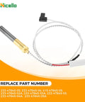 Gas minivolt thermopile replacement with brass threaded probe and white wiring harness, Hicello