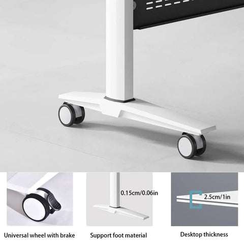 Close-up of No Fuss Slick Heavy Duty Foldable Mobile Training Table with secure lock swivel rollers and brake.