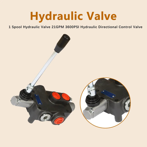 1 Spool Hydraulic Valve 21 GPM 3600 PSI Directional Control Valve With SAE Ports, Double Acting Loader Valve, Cast Iron Build