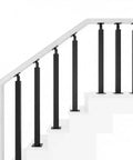 Built Tough 35 Or 37 Inch Stair Railing Post For Deck Projects To Level Up Your Space Featuring Ironwork With Matte Finish on stairs.