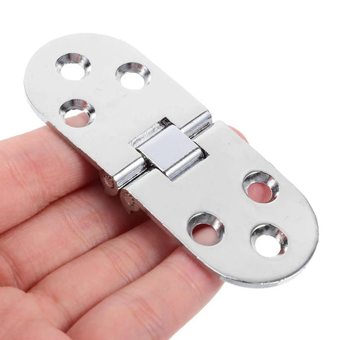 Close-up of Six Piece Zinc Alloy Folding Flip Hinges Set for DIY cabinets, showing pre-drilled mounting holes.