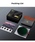 Packing list with 82mm Dope Diffusion Mist Filter With ND Quarter And Variable ND Two To Thirty Two Stops One To Five Plus CPL