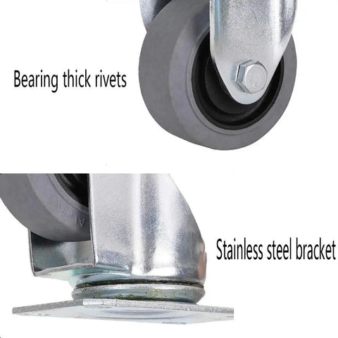 Heavy Duty Swivel Caster Wheels With Conductive Rubber Treads For Ultra Quiet Rolling And Anti Static Safety stainless steel bracket and thick rivets detail