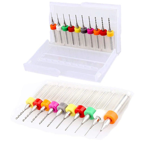 10Pcs PCB Drill Bits Set Spiral Flute Carbide 0.3mm To 1.2mm For Printed Circuit Board Stone Jewelry Engraving On CNC Dremel Premium