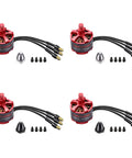 Four Beefy Brushless 2212 920KV RC Motors For Planes And Quadcopters 2 4S 52g with connectors and mounting accessories.
