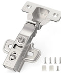 Full Overlay Soft Close Concealed Frameless Cabinet Hinges 50 Pack Satin Nickel Clip On Self Closing 3D Adjustable Stainless Steel
